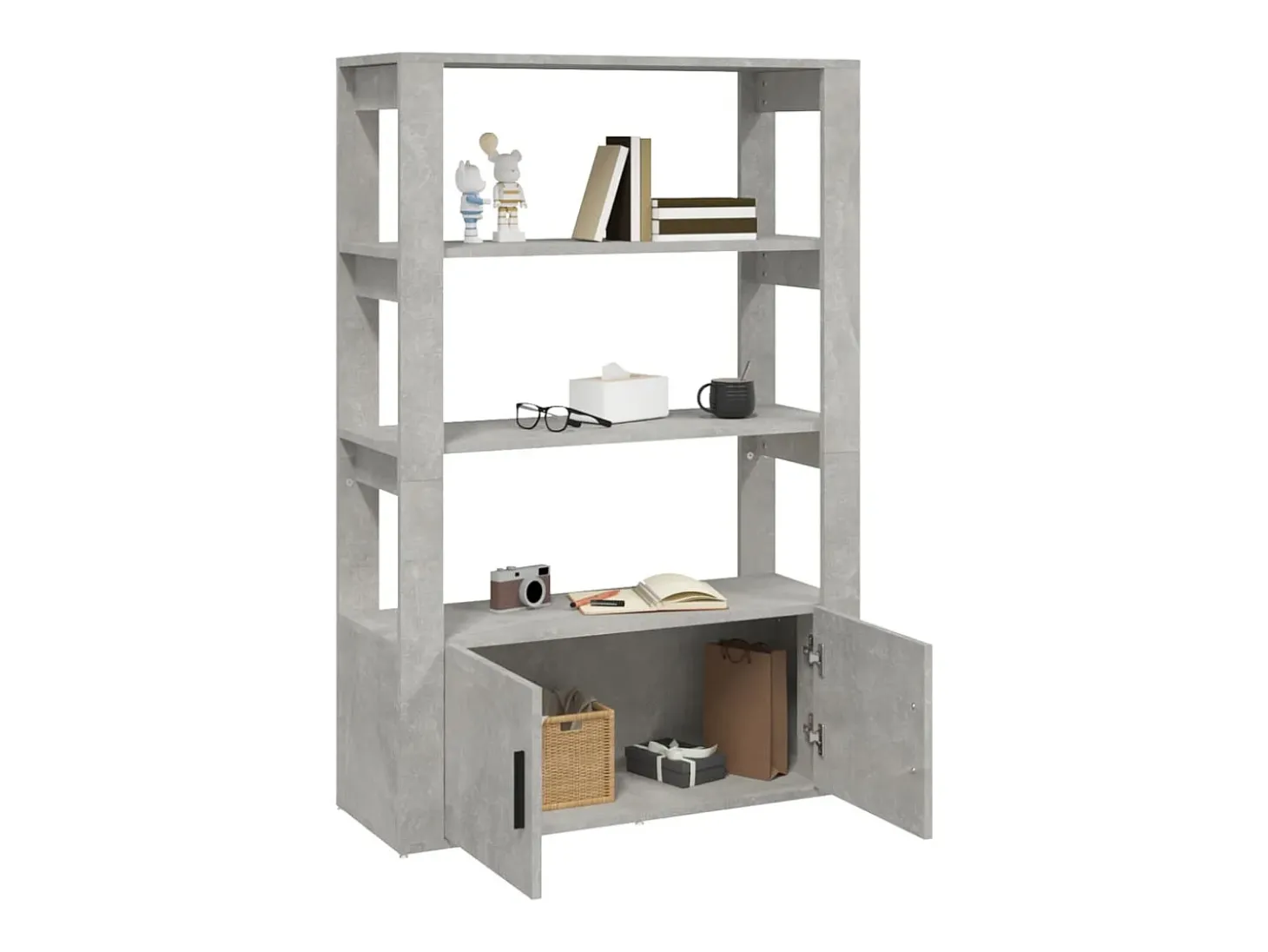 Aparador de madera contrachapada gris hormigón 80x30x119,5 cm