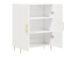 Aparador de madera contrachapada blanco brillante 69,5x34x90 cm