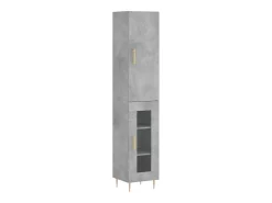 Aparador de madera contrachapada gris hormigón 34,5x34x180 cm