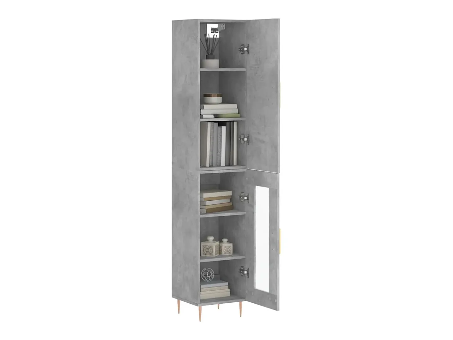 Aparador de madera contrachapada gris hormigón 34,5x34x180 cm