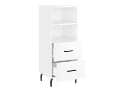 Aparador de madera contrachapada blanco brillante 34,5x34x90 cm ES87074