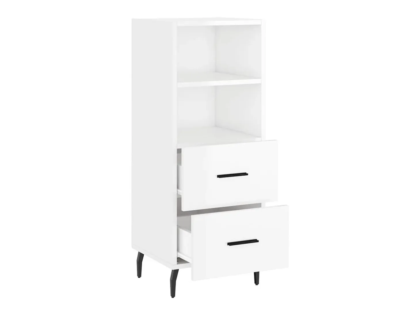 Aparador de madera contrachapada blanco brillante 34,5x34x90 cm ES87074