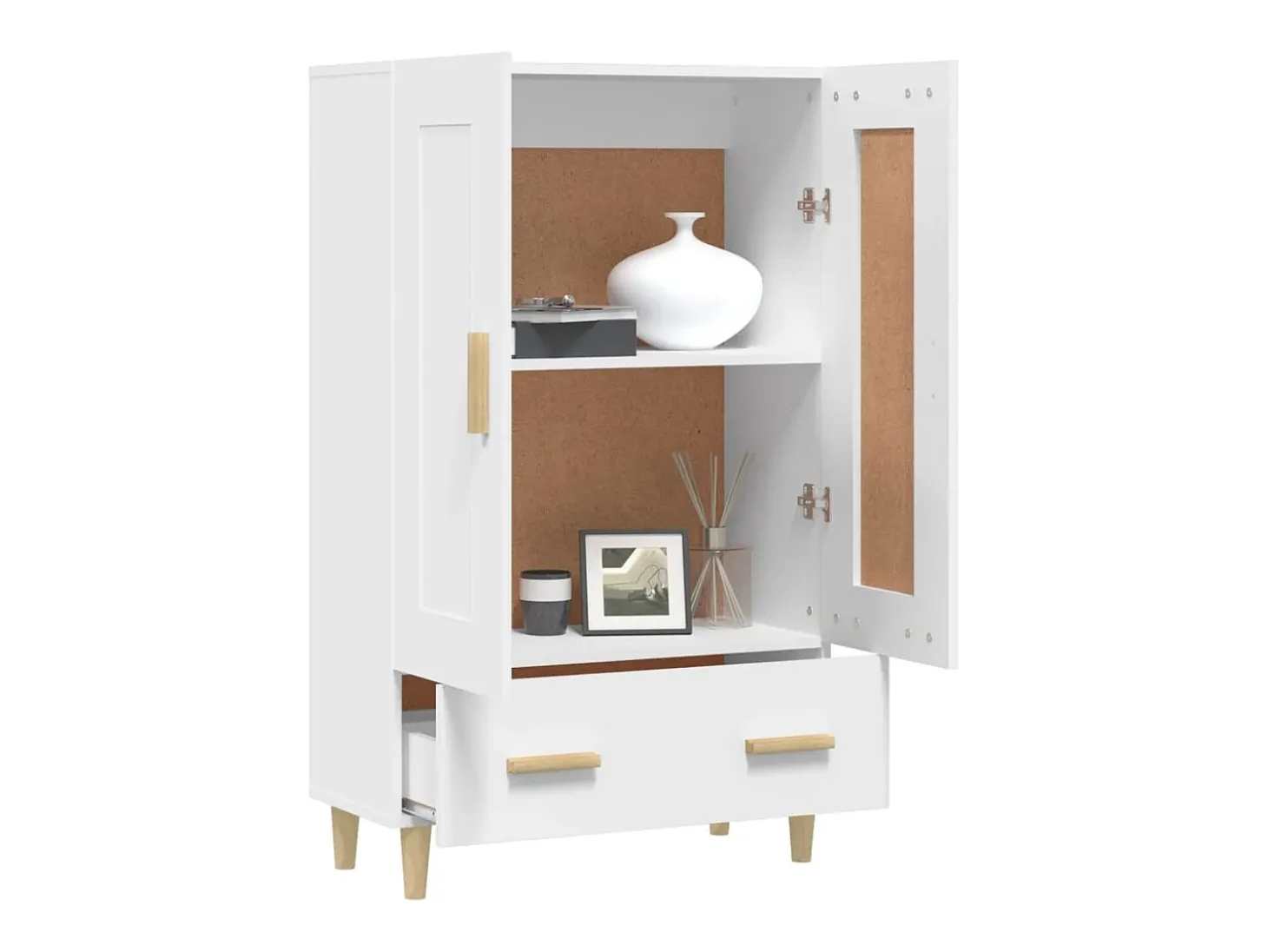 Aparador de madera contrachapada blanco 70x31x115 cm