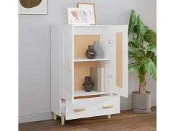 Aparador de madera contrachapada blanco 70x31x115 cm