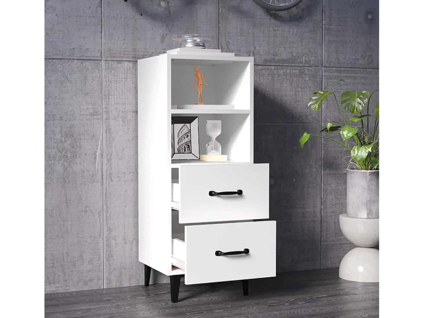 Aparador de madera contrachapada blanco 34,5x34x90 cm ES84665