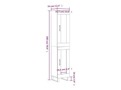 Aparador de madera contrachapada roble ahumado 34,5x34x180 cm