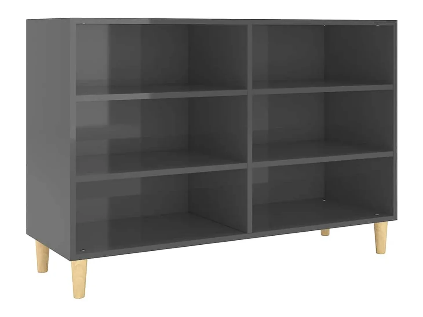 Aparador de madera contrachapada gris brillante 103,5x35x70 cm