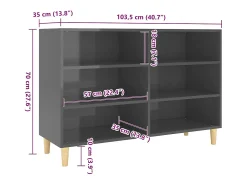Aparador de madera contrachapada gris brillante 103,5x35x70 cm