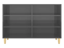 Aparador de madera contrachapada gris brillante 103,5x35x70 cm