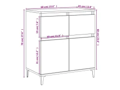 Aparador de madera contrachapada blanco 60x35x70 cm
