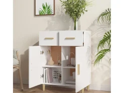 Aparador de madera contrachapada blanco 69,5x34x89 cm