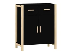 Aparador de madera contrachapada negro 62x38x75 cm
