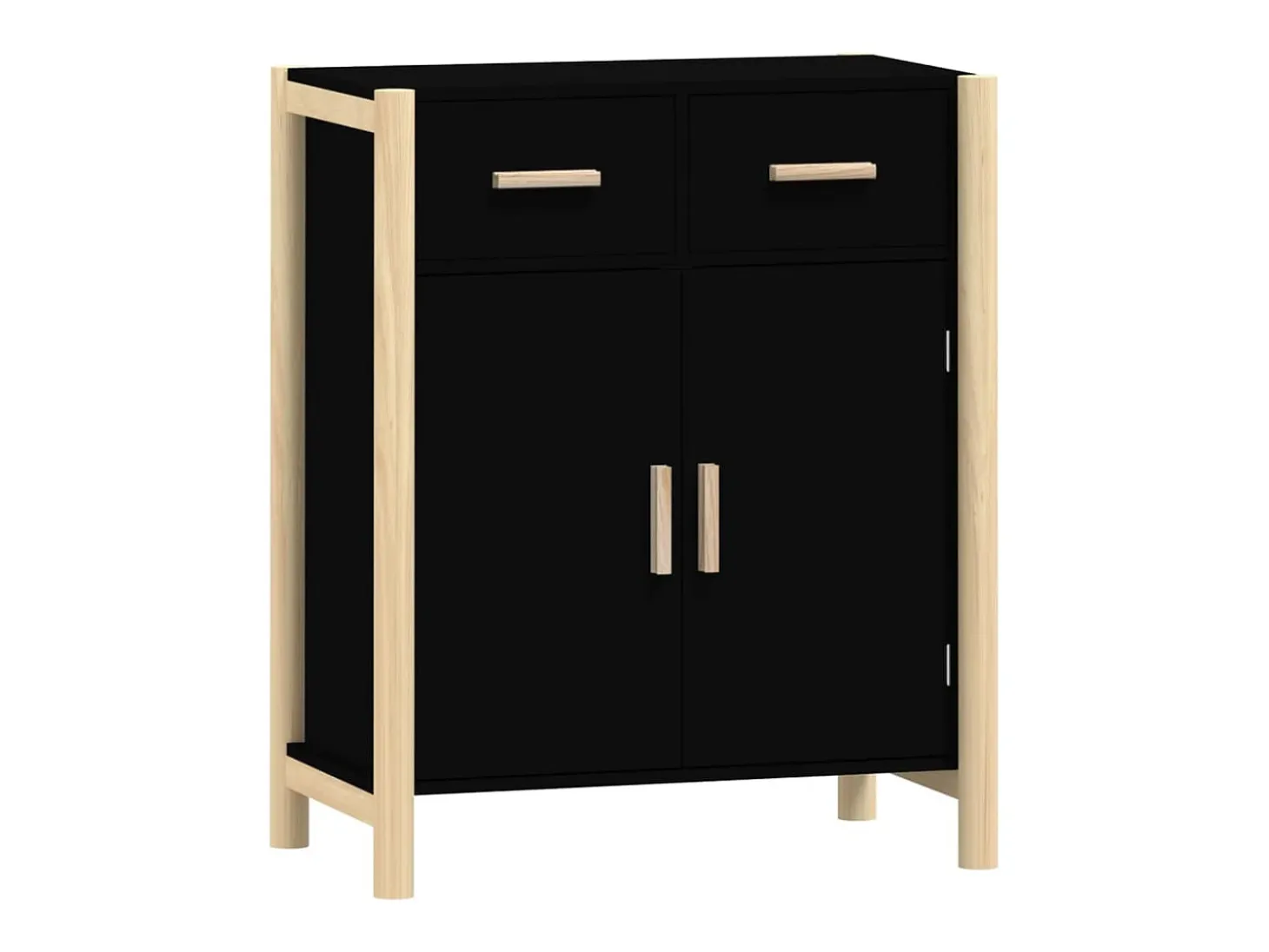 Aparador de madera contrachapada negro 62x38x75 cm