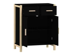 Aparador de madera contrachapada negro 62x38x75 cm