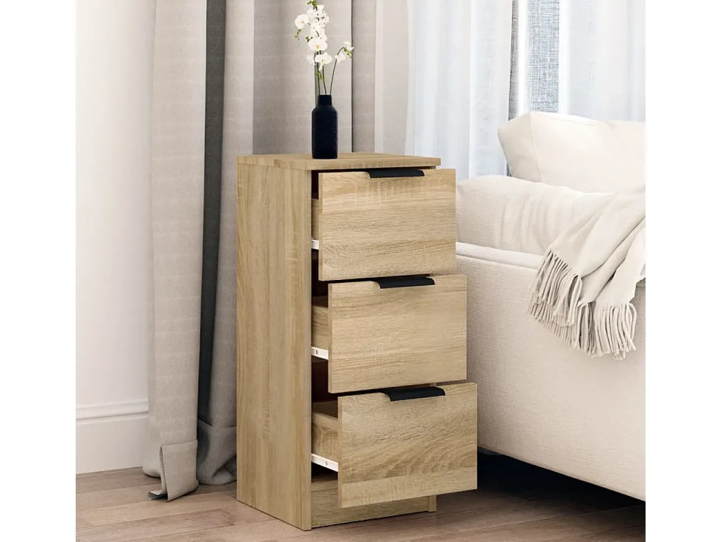 Aparador de madera contrachapada roble Sonoma 30x30x70 cm