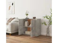 Aparador de madera contrachapada gris hormigón 80x33x70 cm