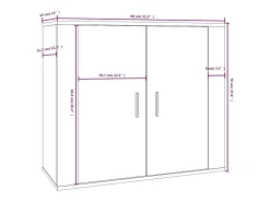 Aparador de madera contrachapada gris hormigón 80x33x70 cm