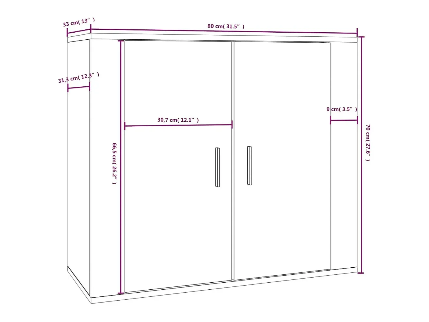 Aparador de madera contrachapada gris hormigón 80x33x70 cm