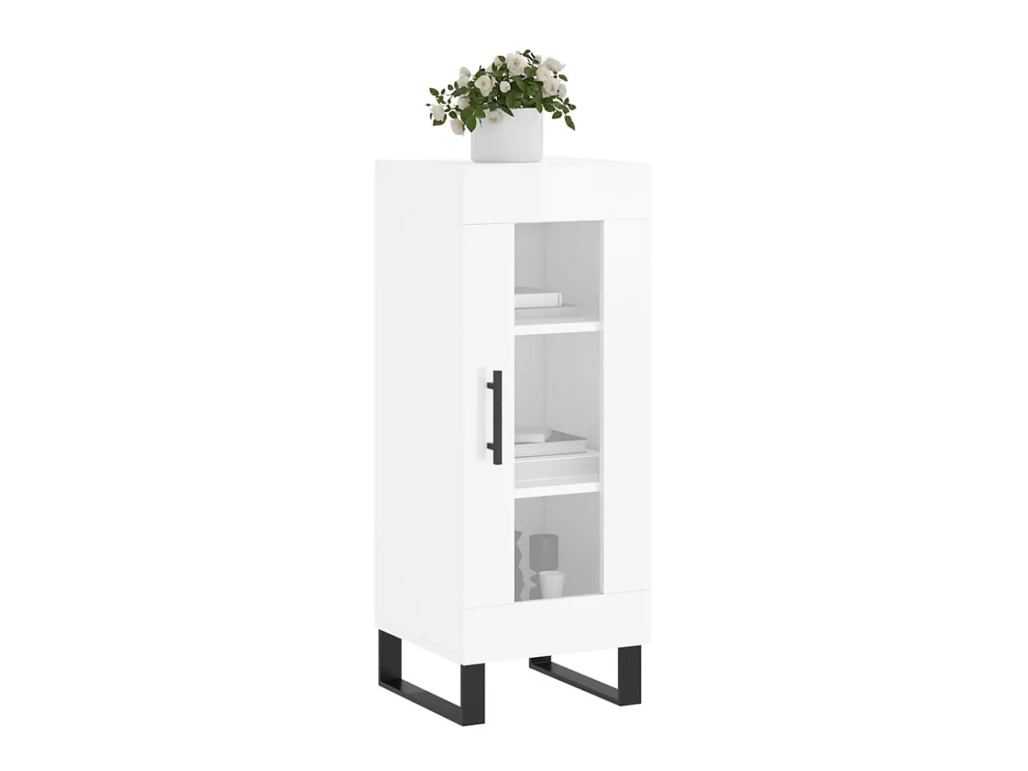 Aparador de madera contrachapada blanco brillante 34,5x34x90 cm ES78144