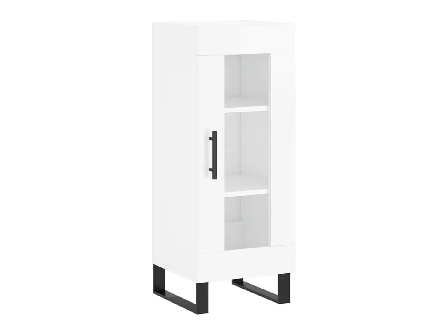 Aparador de madera contrachapada blanco brillante 34,5x34x90 cm ES78144