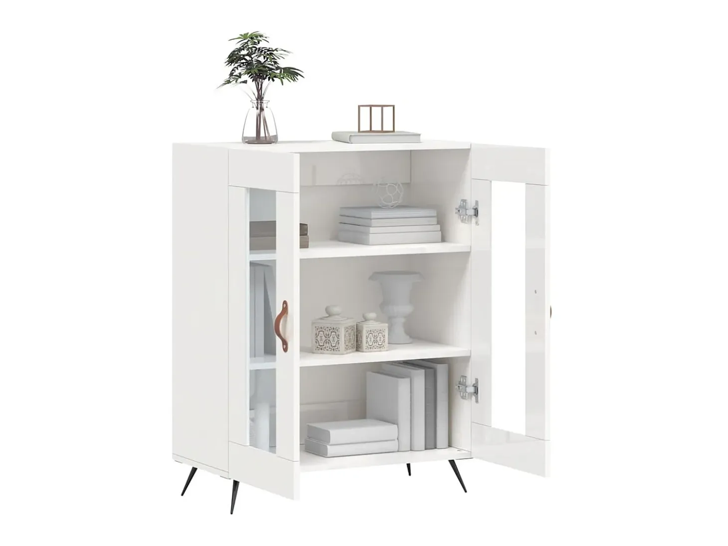 Aparador de madera contrachapada blanco brillante 69,5x34x90 cm ES17362