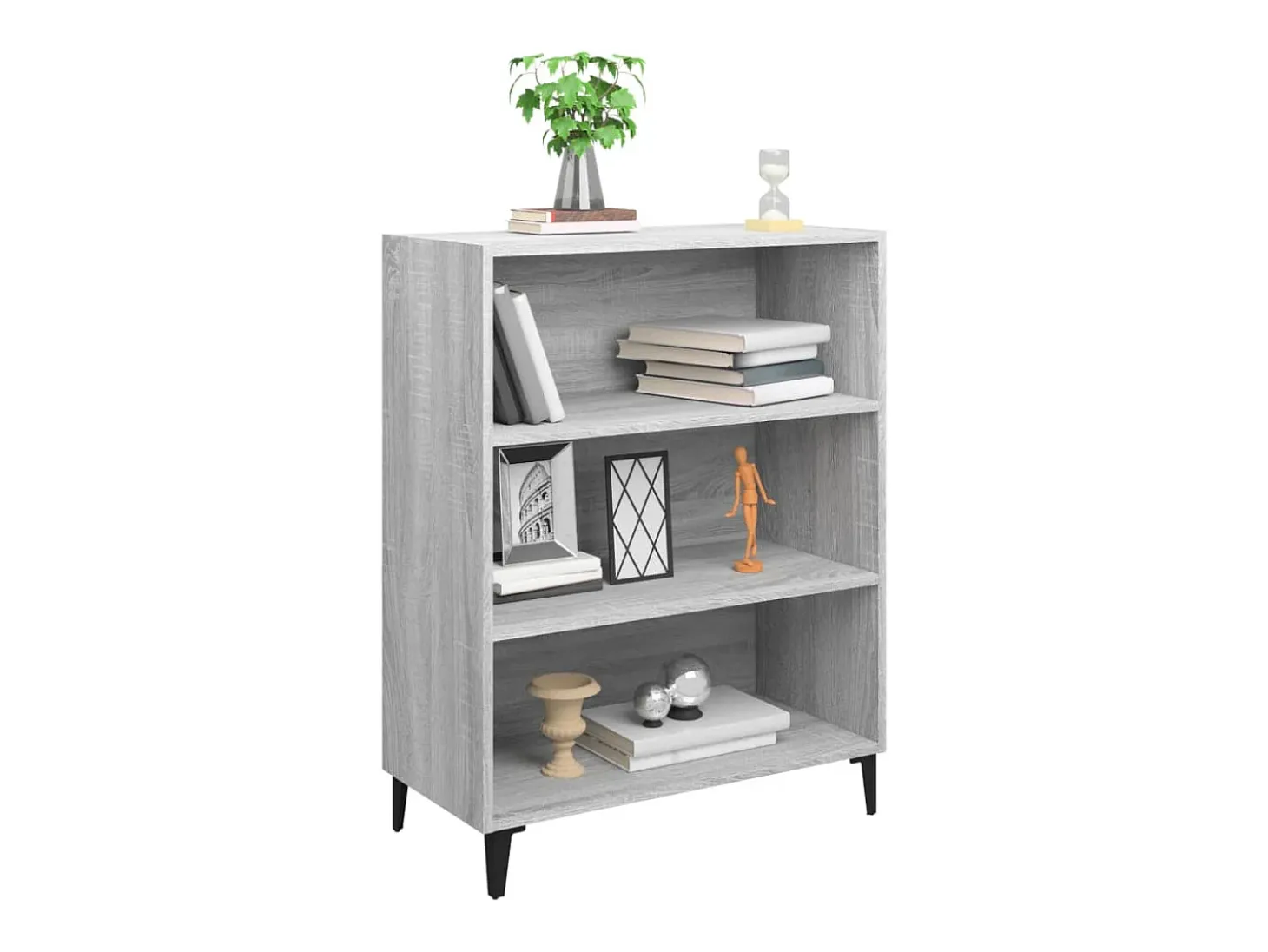 Aparador de madera contrachapada gris hormigón 69,5x32,5x90 cm