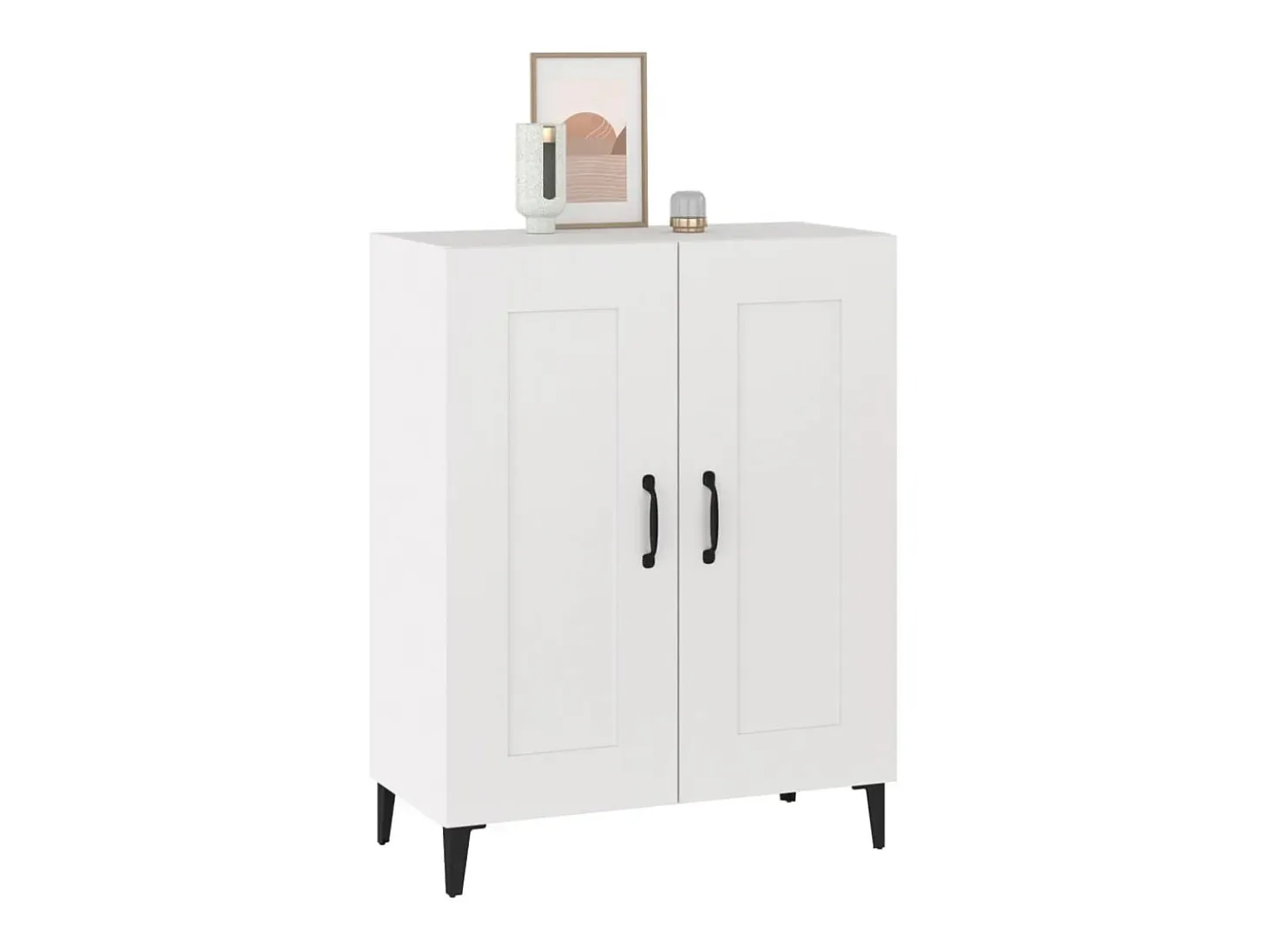 Aparador de madera contrachapada blanco 69,5x34x90 cm