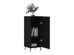 Aparador de madera contrachapada negro 34,5x34x90 cm
