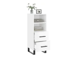 Aparador de madera contrachapada blanco brillante 34,5x34x90 cm
