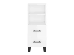 Aparador de madera contrachapada blanco brillante 34,5x34x90 cm