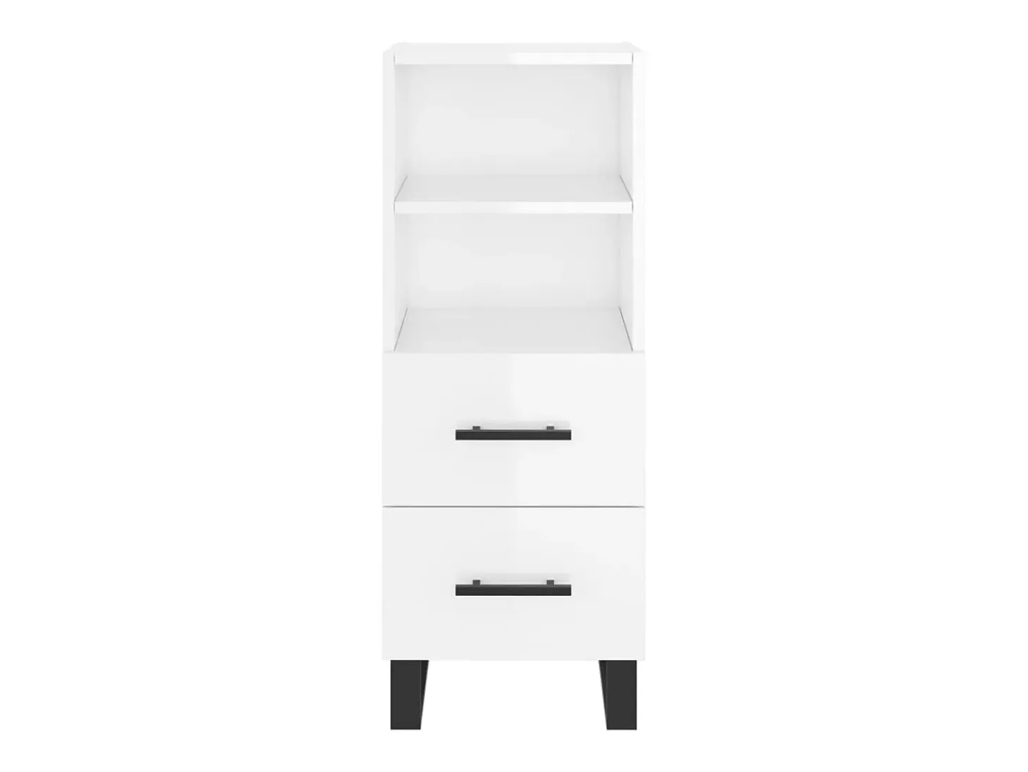 Aparador de madera contrachapada blanco brillante 34,5x34x90 cm