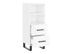 Aparador de madera contrachapada blanco brillante 34,5x34x90 cm