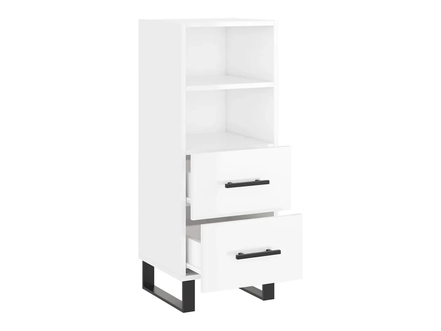 Aparador de madera contrachapada blanco brillante 34,5x34x90 cm