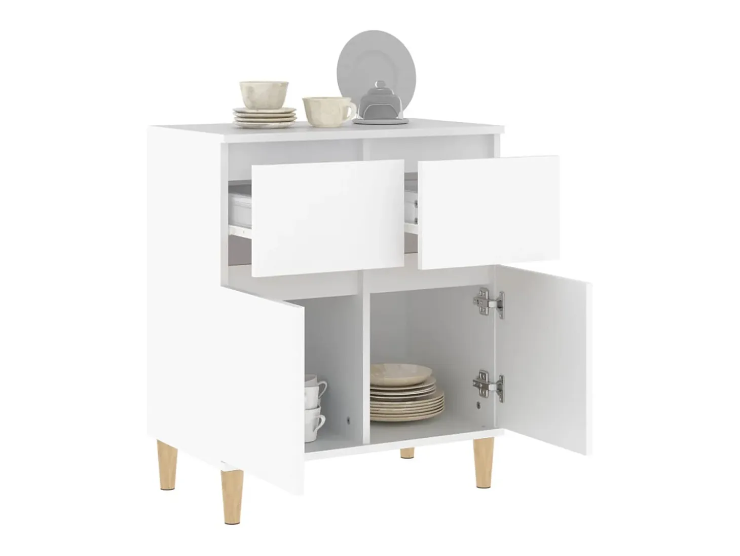 Aparador de madera contrachapada blanco 60x35x70 cm