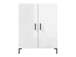 Aparador de madera contrachapada blanco brillante 69,5x34x90 cm ES29547