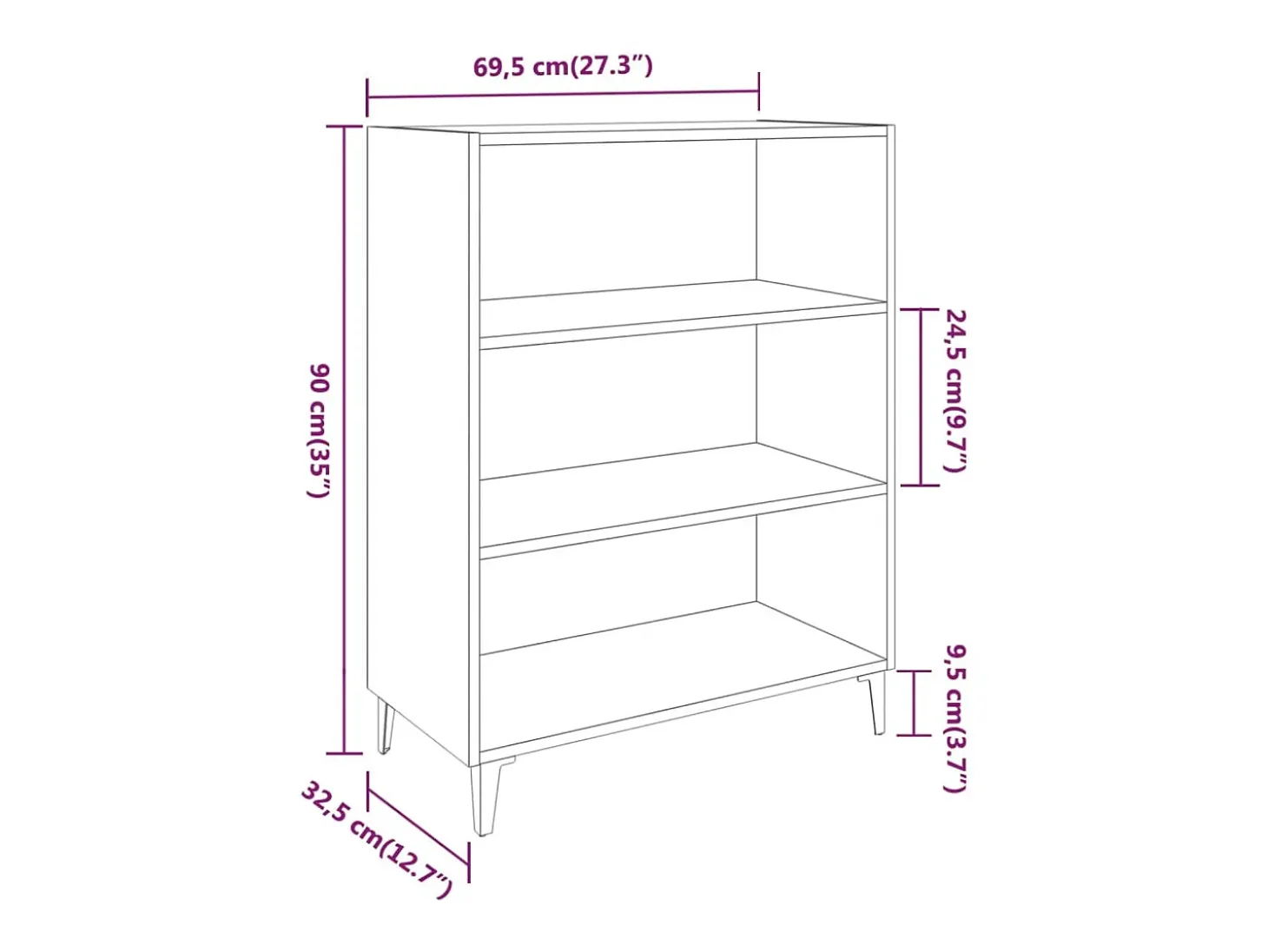 Aparador de madera contrachapada gris Sonoma 69,5x32,5x90 cm