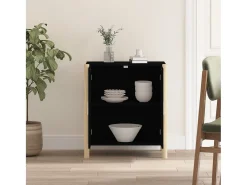 Aparador de madera contrachapada negro 62x38x70 cm ES16625