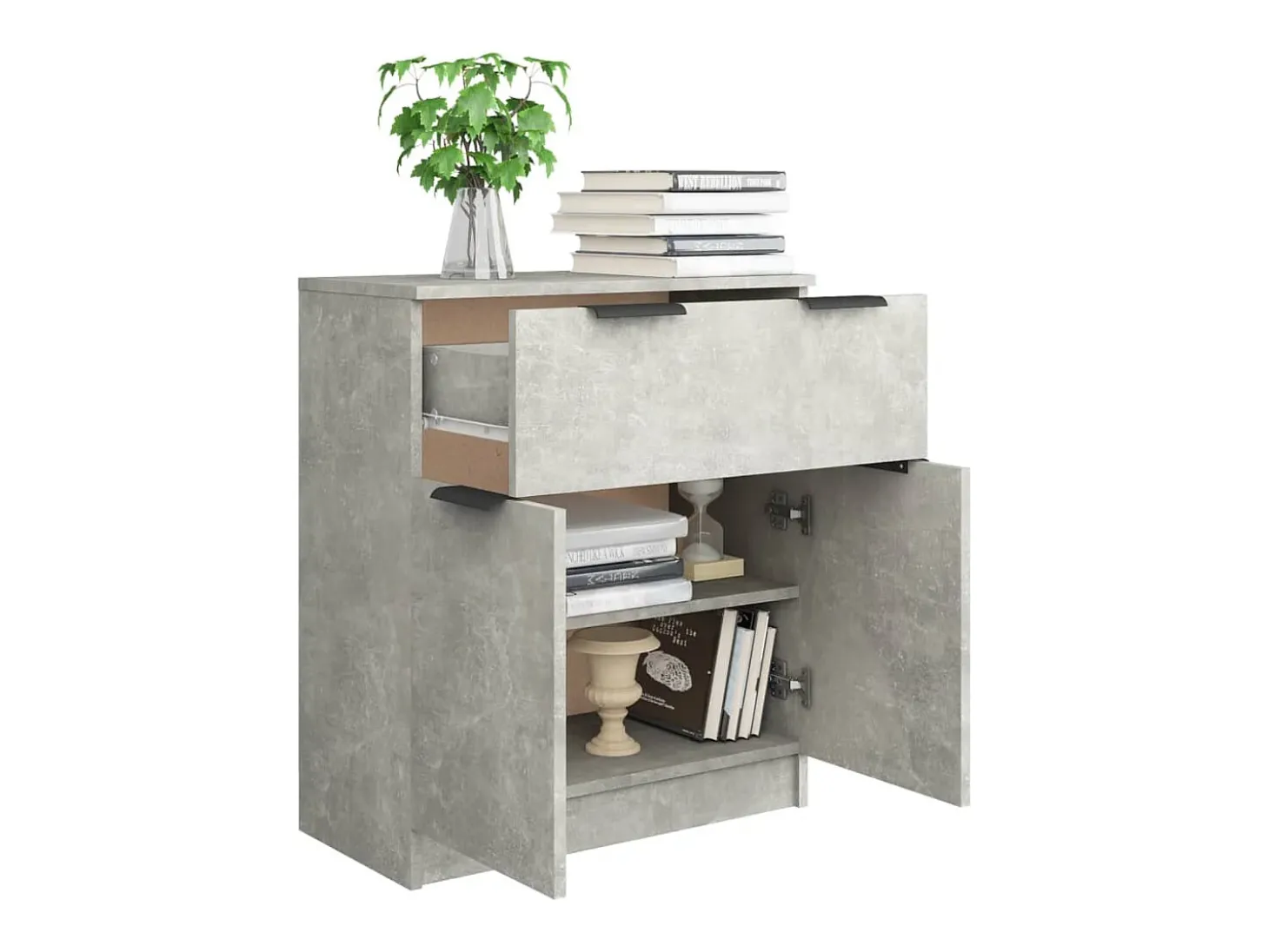 Aparador de madera contrachapada gris hormigón 60x30x70 cm