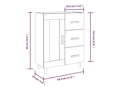 Aparador de madera contrachapada gris Sonoma 69,5x34x90 cm