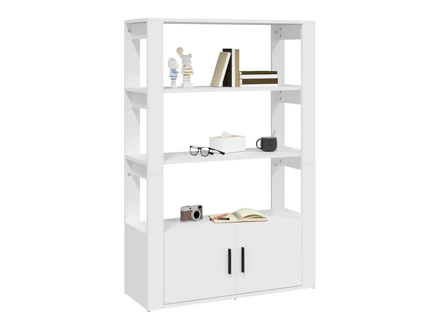 Aparador de madera contrachapada blanco 80x30x119,5 cm