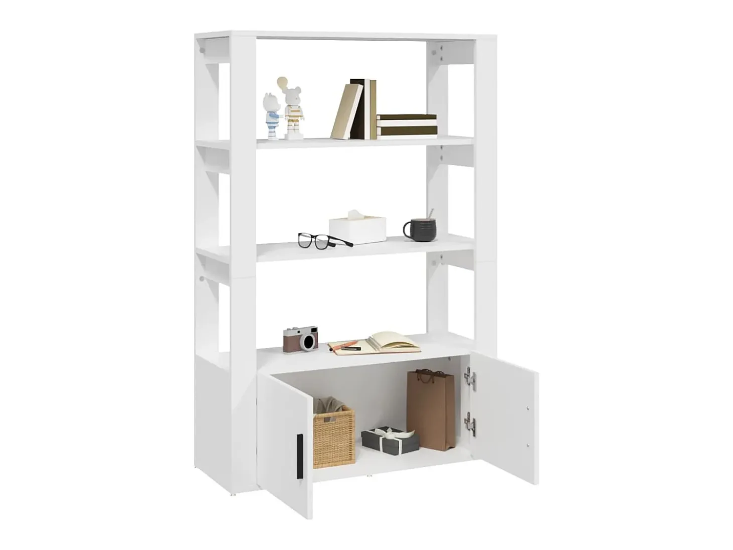 Aparador de madera contrachapada blanco 80x30x119,5 cm