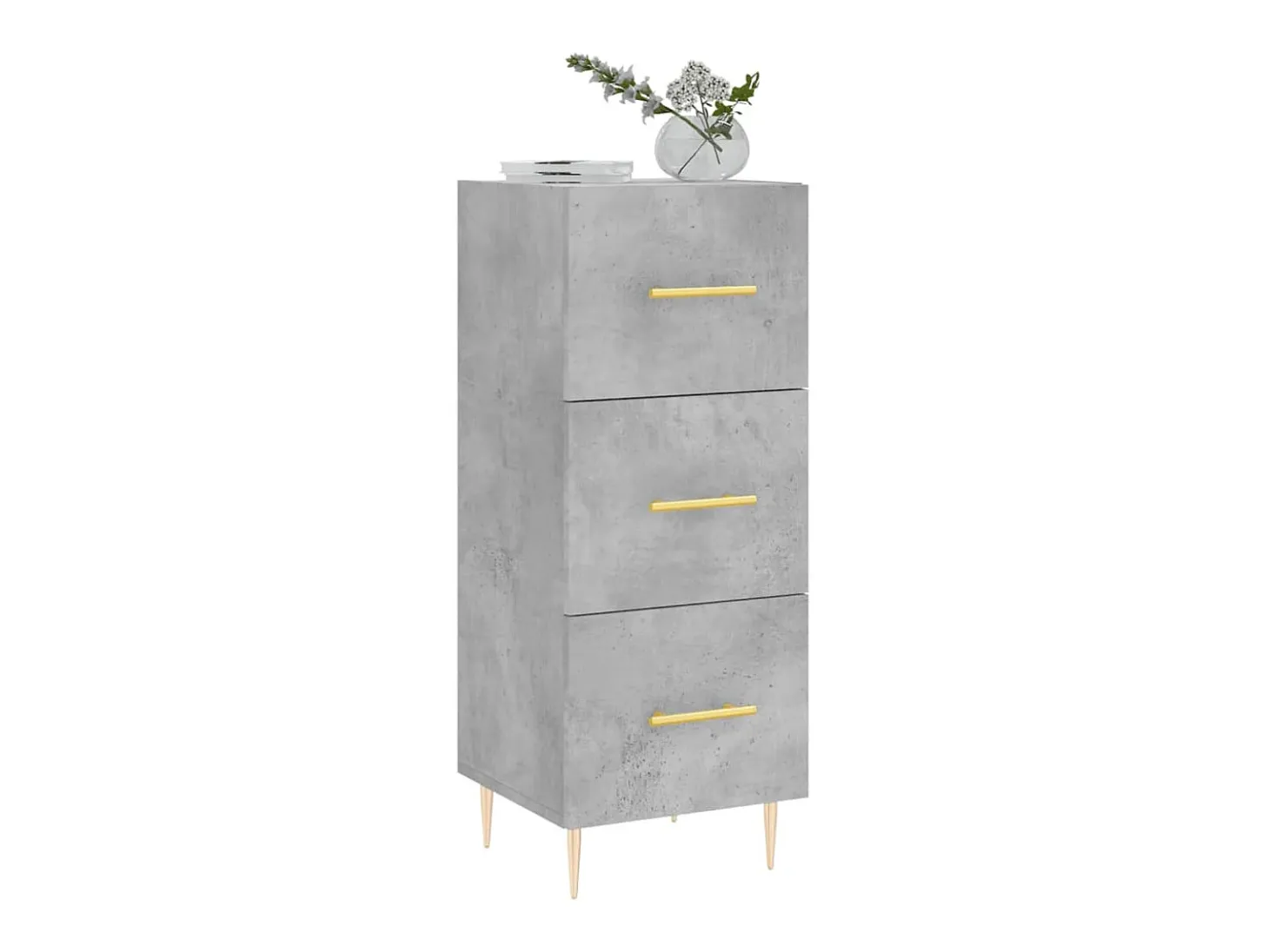 Aparador de madera contrachapada gris hormigón 34,5x34x90 cm ES76620