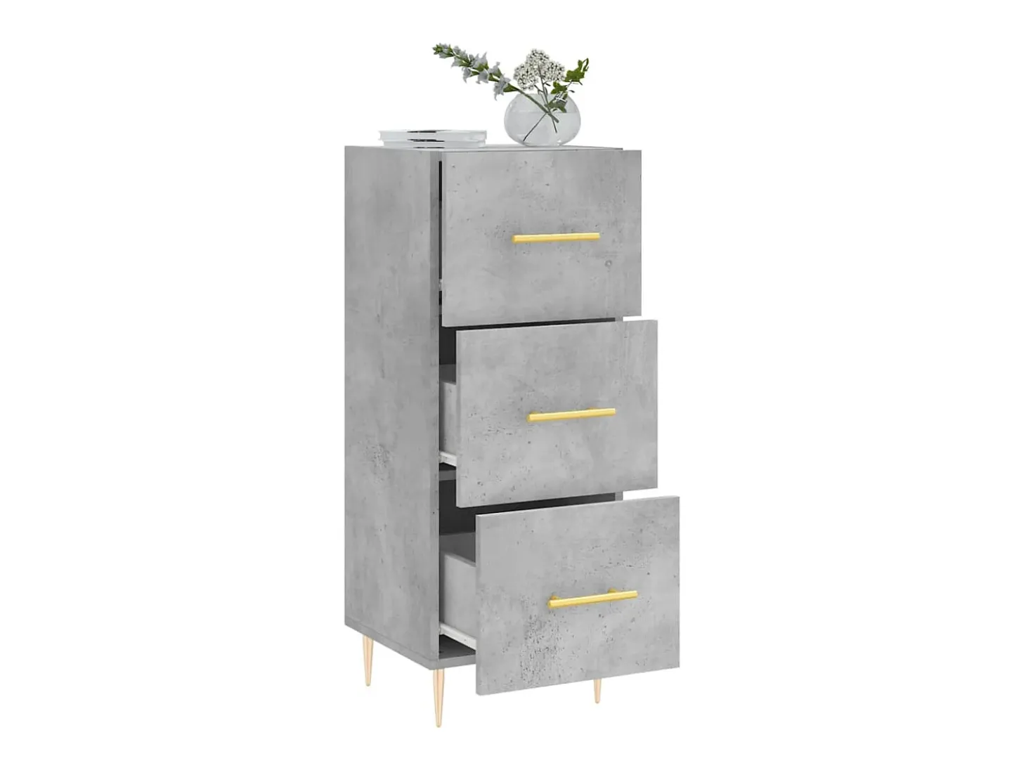 Aparador de madera contrachapada gris hormigón 34,5x34x90 cm ES76620