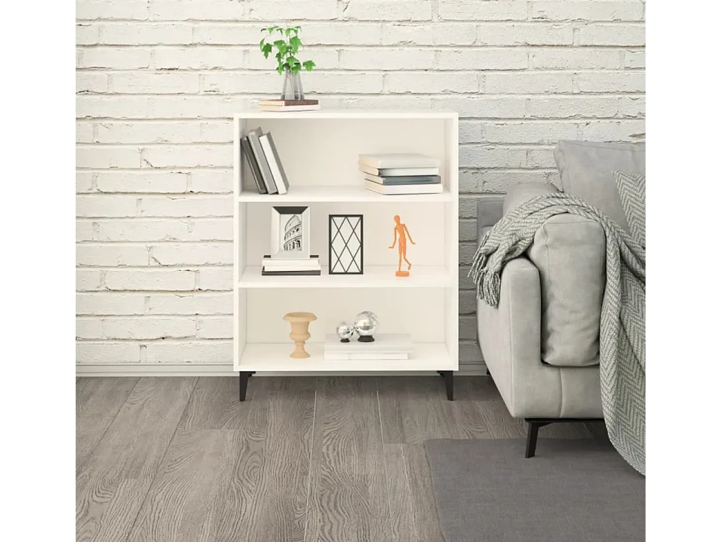 Aparador de madera contrachapada blanco 69,5x32,5x90 cm