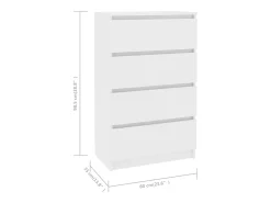 Aparador de madera contrachapada blanco 60x35x98,5 cm