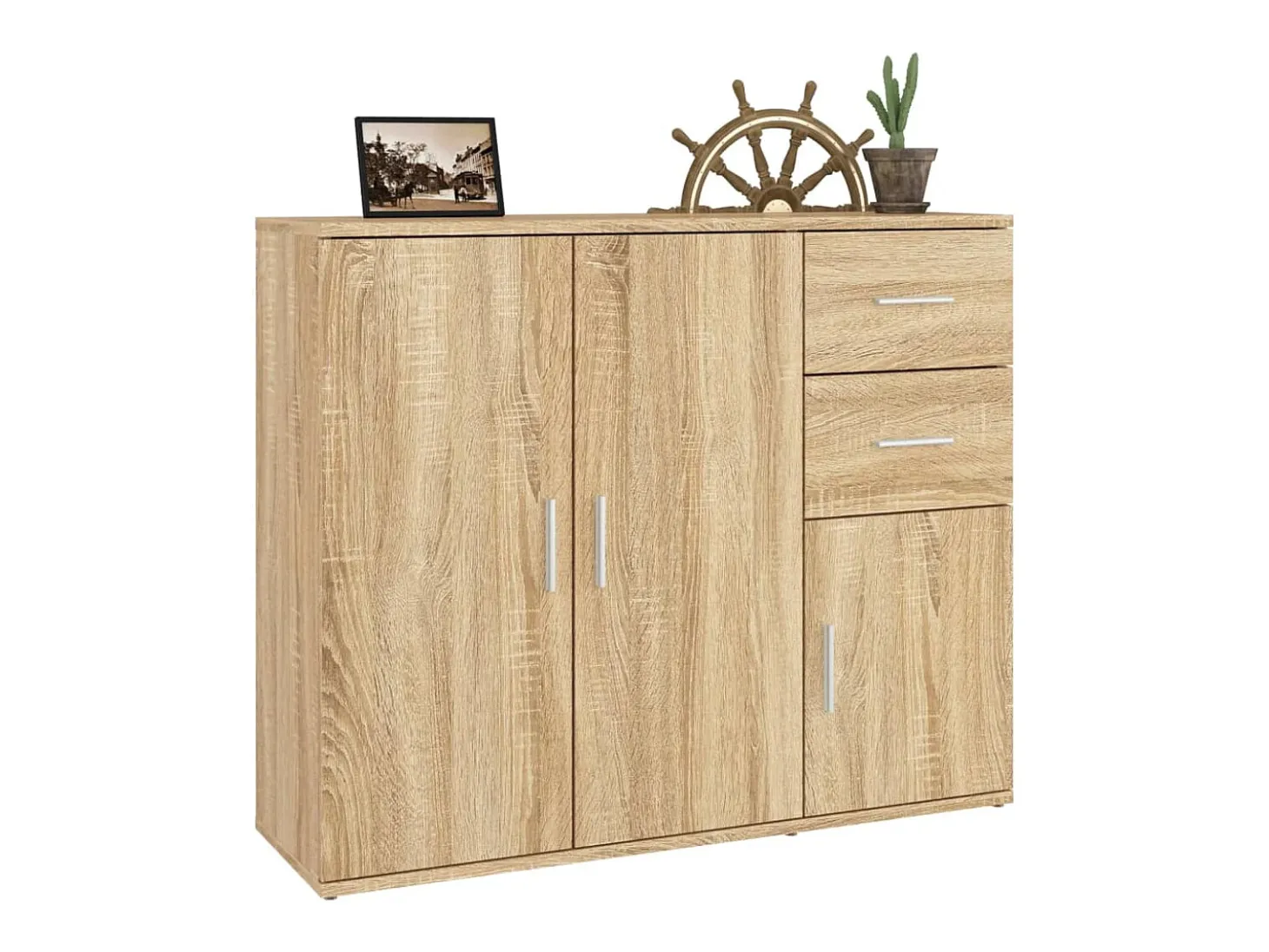 Aparador de madera contrachapada roble Sonoma 91x29,5x75 cm