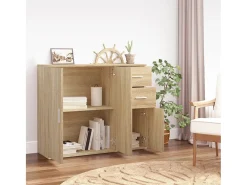 Aparador de madera contrachapada roble Sonoma 91x29,5x75 cm