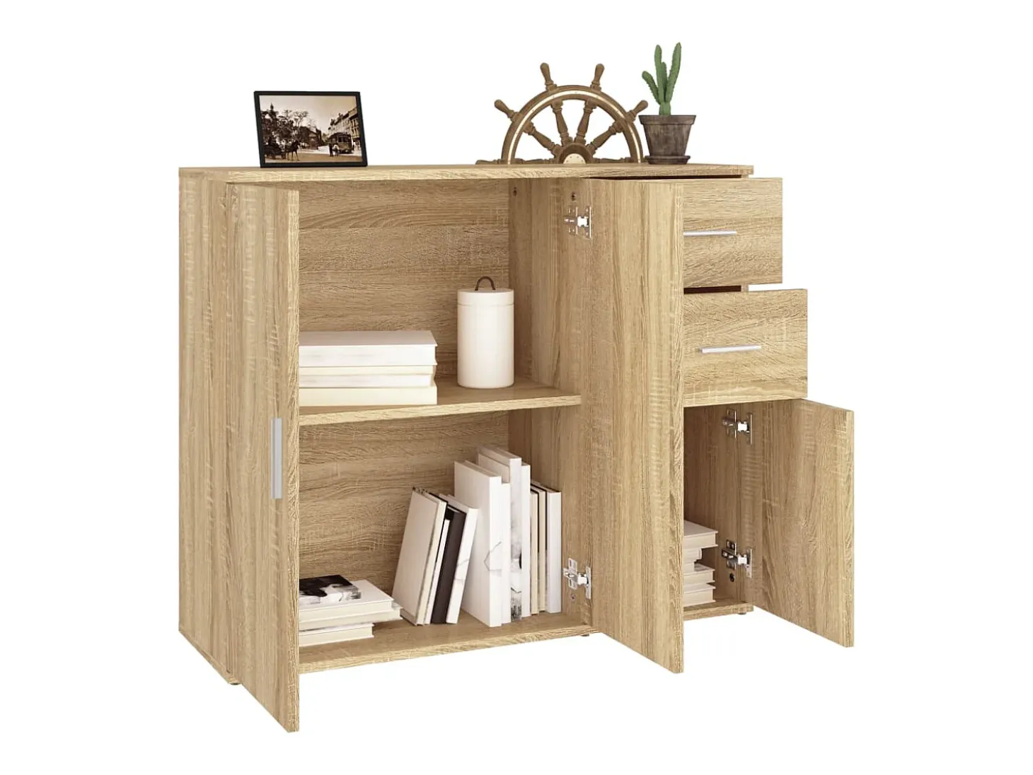 Aparador de madera contrachapada roble Sonoma 91x29,5x75 cm