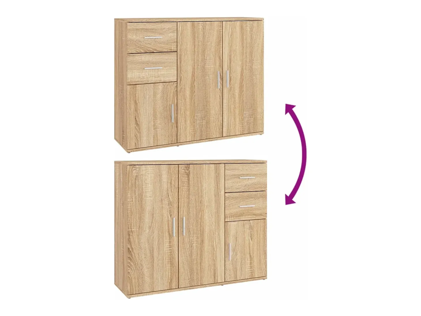 Aparador de madera contrachapada roble Sonoma 91x29,5x75 cm
