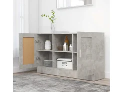 Aparador de madera contrachapada gris hormigón 120x30,5x70 cm